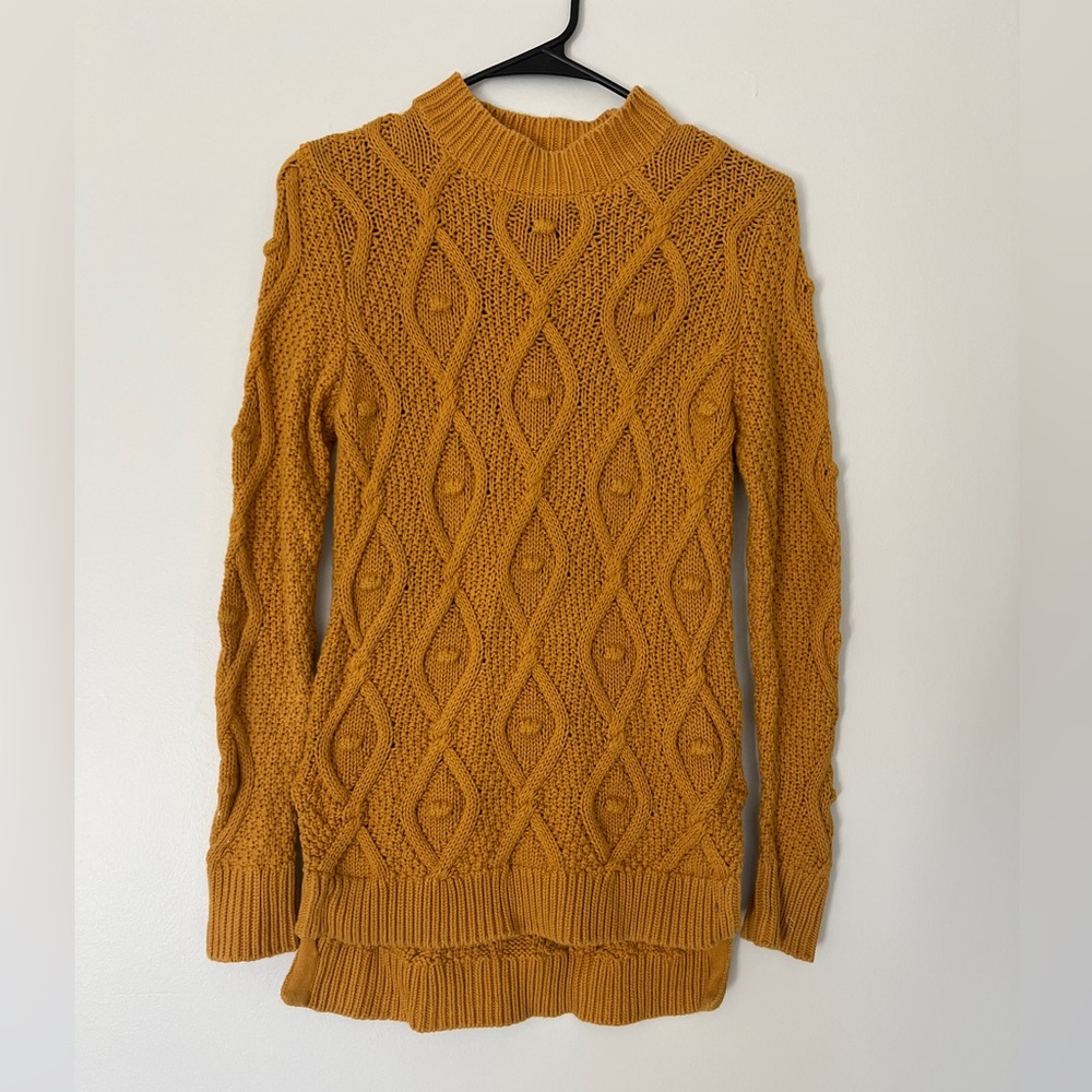 Rachel Zoe Mustard Yellow Chunky Cable Knit Sweater XS